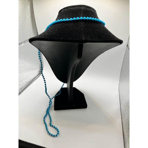 Vintage Turquoise Blue Mini Beaded 35.5 Inch Necklace! - Picture 5 of 5